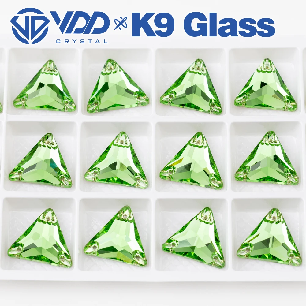 VDD S112 Lt.Peridot Dreieck Hochwertige K9-Glas-Applikationssteine, Kristall-Flachsteine zum Aufnähen für Kleidungsdekorationen – Detail 5