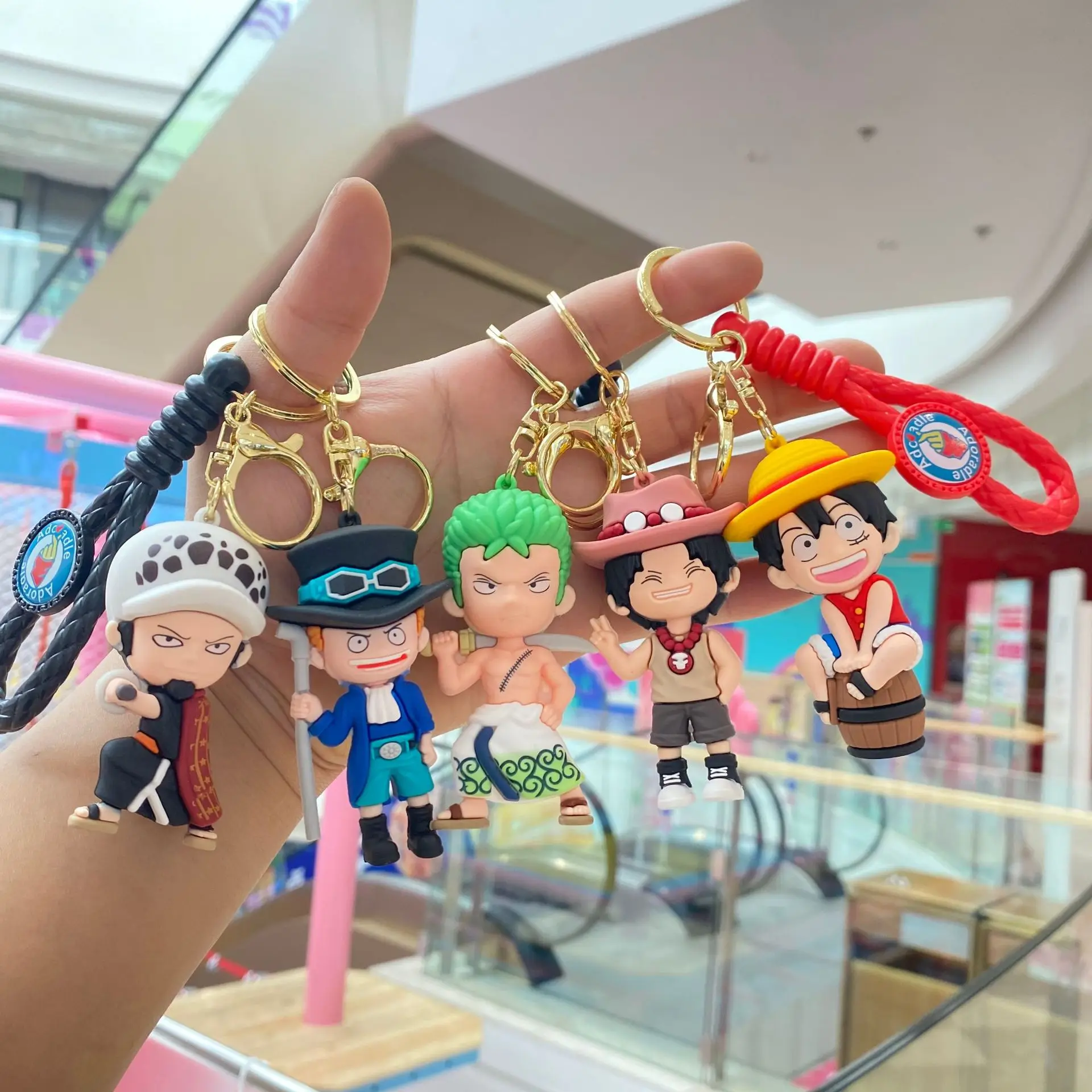 

Anime One Piece Keychain Luffy Zoro Anime Cartoon One Piece PVC Doll Toys Fashion Couple Backpack Bag Car Pendant Decor Gift