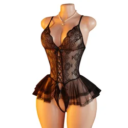 Sexy Lingerie Women Crotchless Sex Underwear Porn Babydoll Extreme Mini Dress Hot Lace Crotch Less Sexy Bodysuit Erotic Costumes