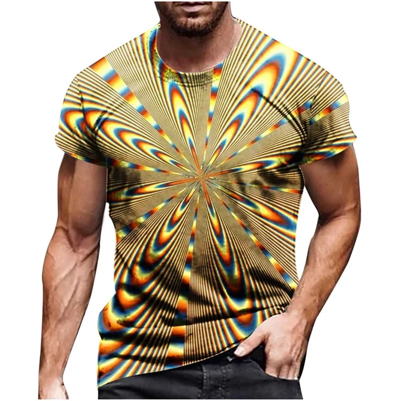 Men\'s 3D Print Optical Illusion Graphic T-Shirts For Men Short Sleeve Round Neck Casual Tee Tops Streetwear Mens Designer Shirt