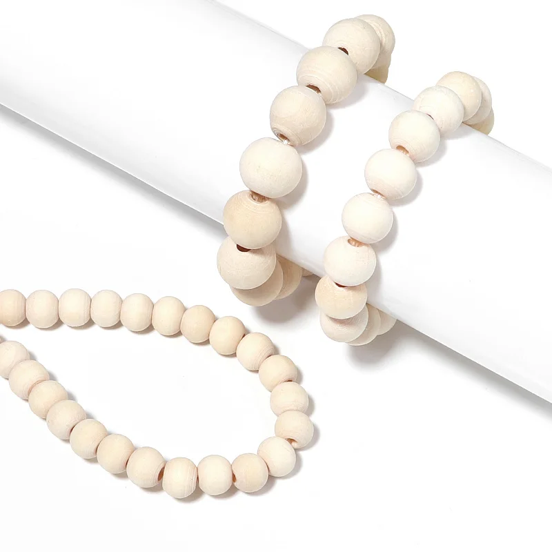 1 Strand Natural Wooden Beads 5-12mm Round Wood Ball Beads Loose Spacer Beads For DIY Jewelry Making Bracelet Necklace