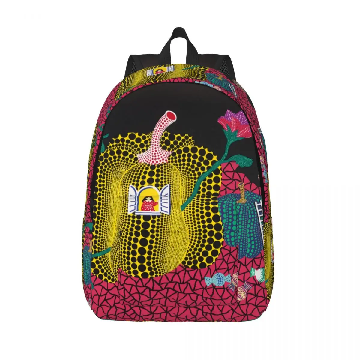 

Custom Yayoi Kusama Abstract Painting Canvas Backpacks for Men Women School College Student Bookbag Fits 15 Inch Laptop Bags