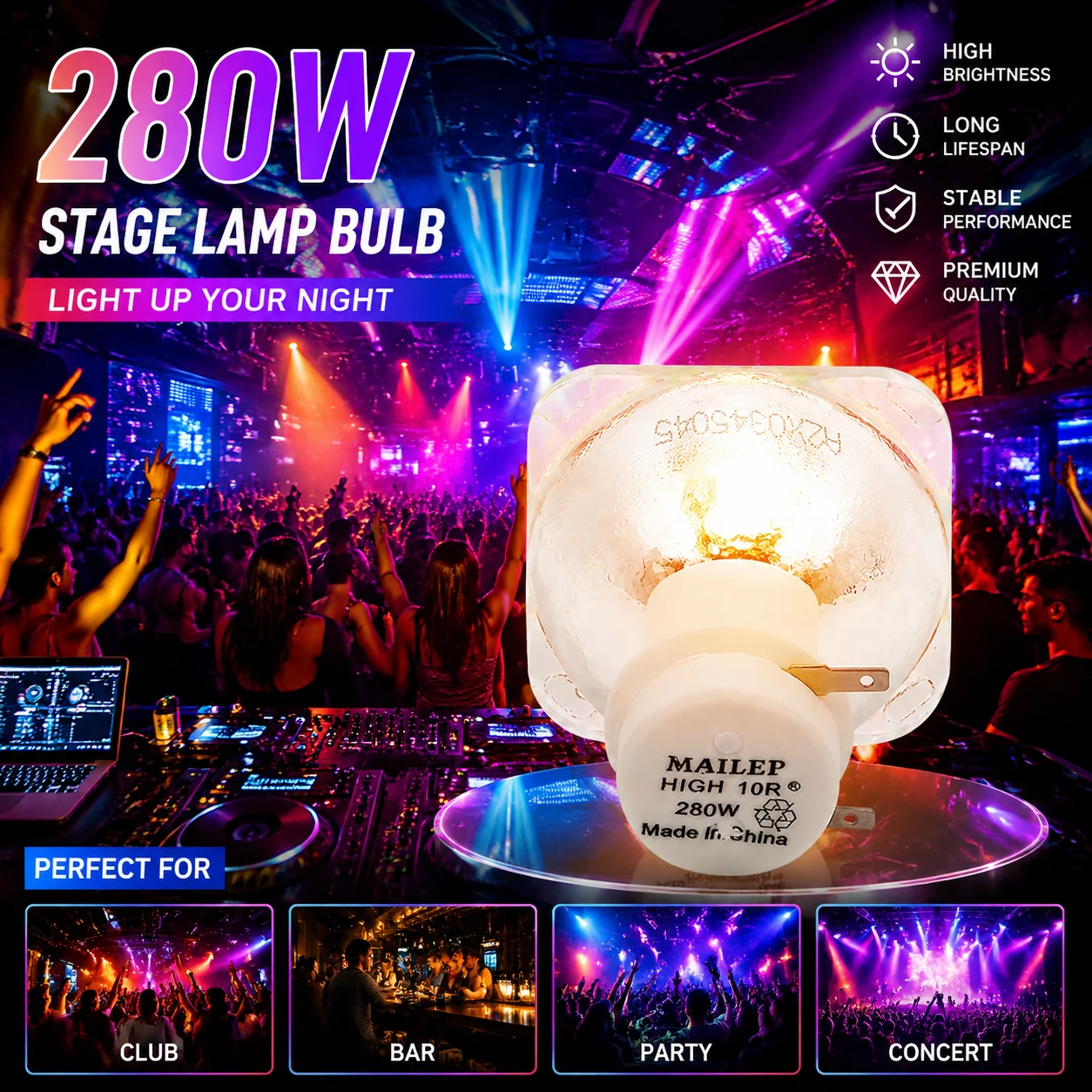 Original Mailepu MSD SIRIUS HRI 280W R10 Stage Lamp/Sharpy Lamp 10R Beam Lights Original Package New Stock