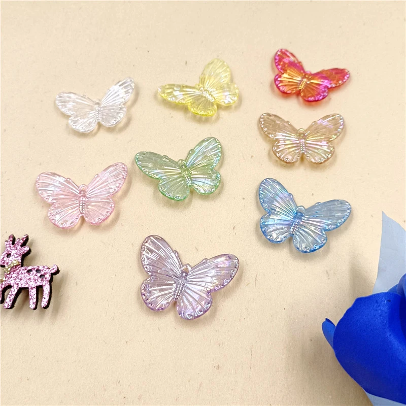 Cuentas sueltas de mariposa de Color láser para fabricación de joyas, accesorios de decoración del hogar, pulsera, 5/10 piezas