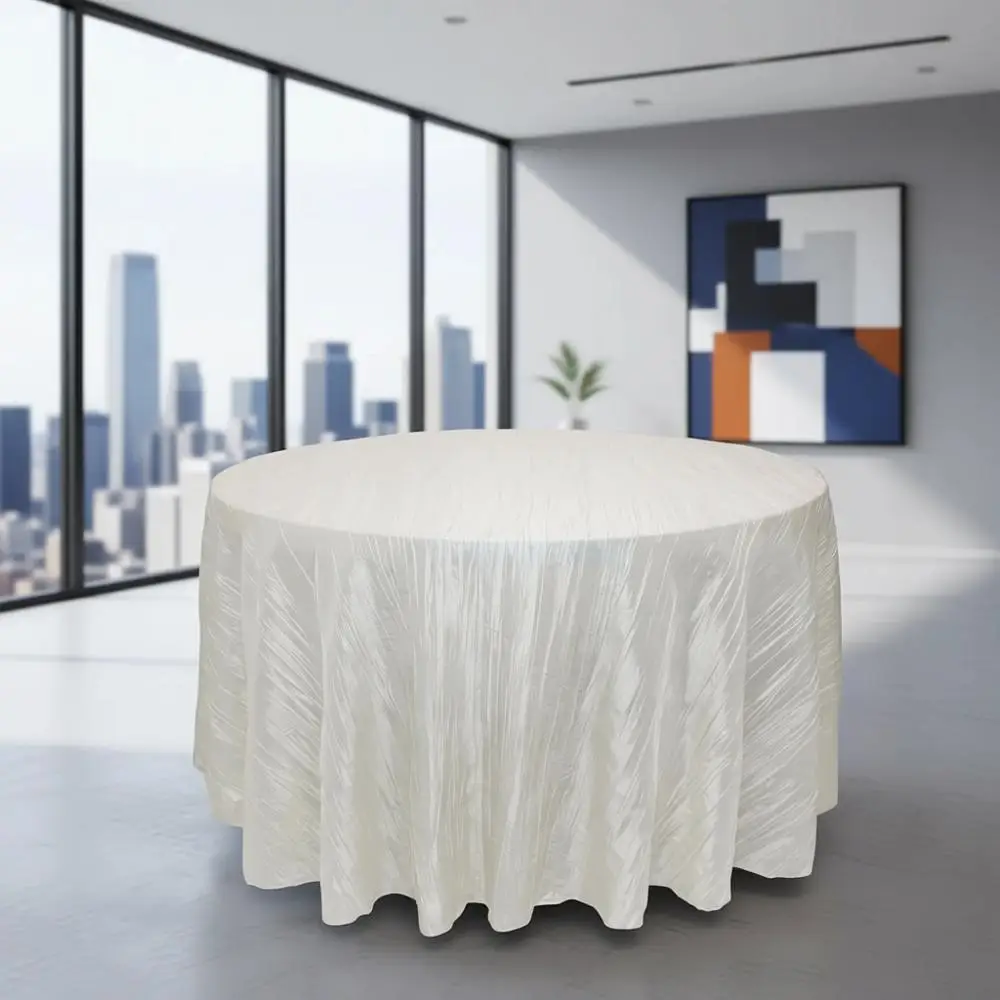 

Скатерть из жатой тафты цвета слоновой кости, 132 дюйма, идеально подходит для обедов, свадеб, вечеринок и торжеств.