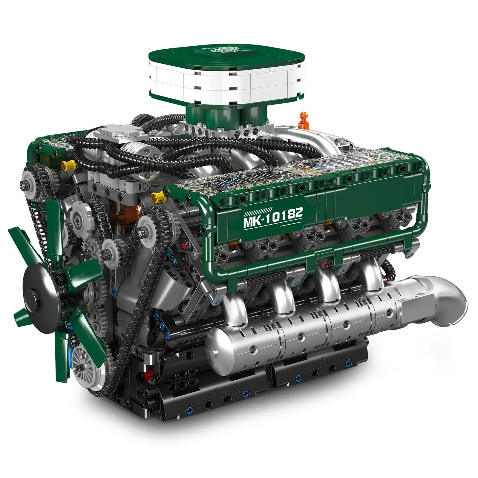 금형 킹 10182 V8 엔진 모델 키트 V8 탱크 엔진 빌딩 블록 (배터리 박스 포함) 8 기통 연소 엔진 모델 완구