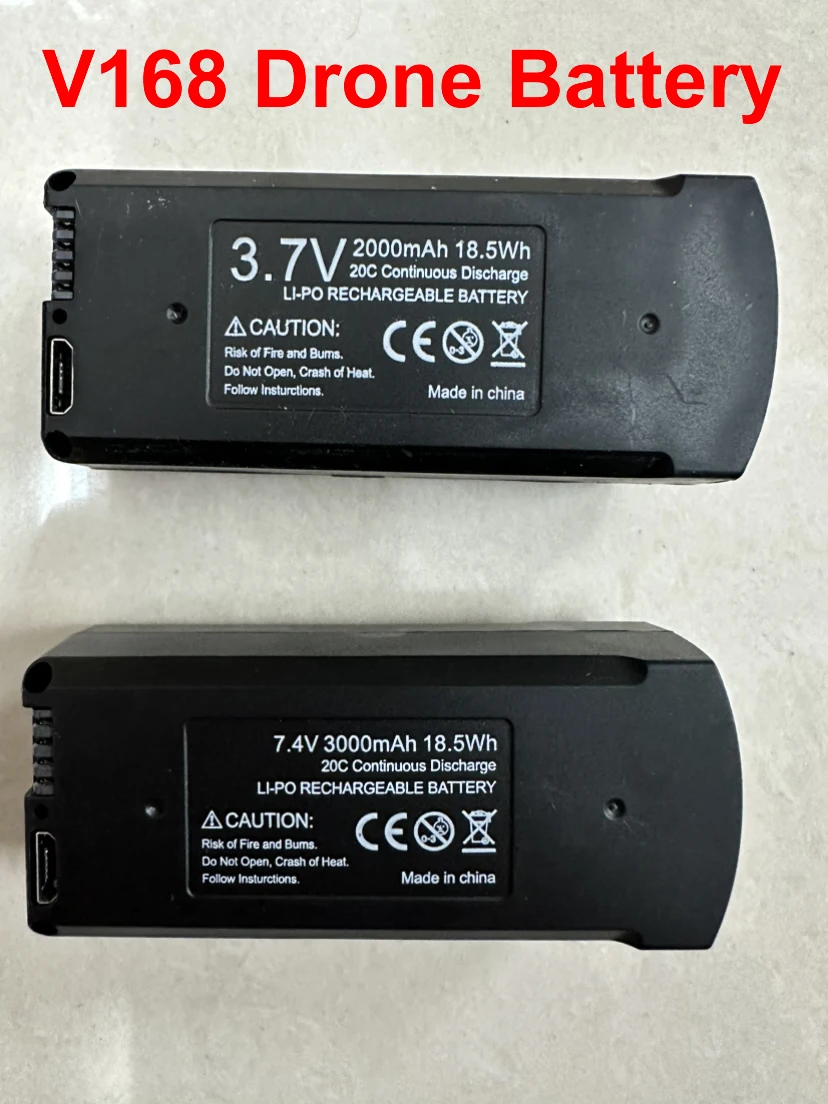 브러시리스 모터 드론, V168 GPS RC 접이식 쿼드콥터, 3.7V, 2000mAh, 7.4V, 3000mAh 리튬 배터리, 정품 배터리, 1 개