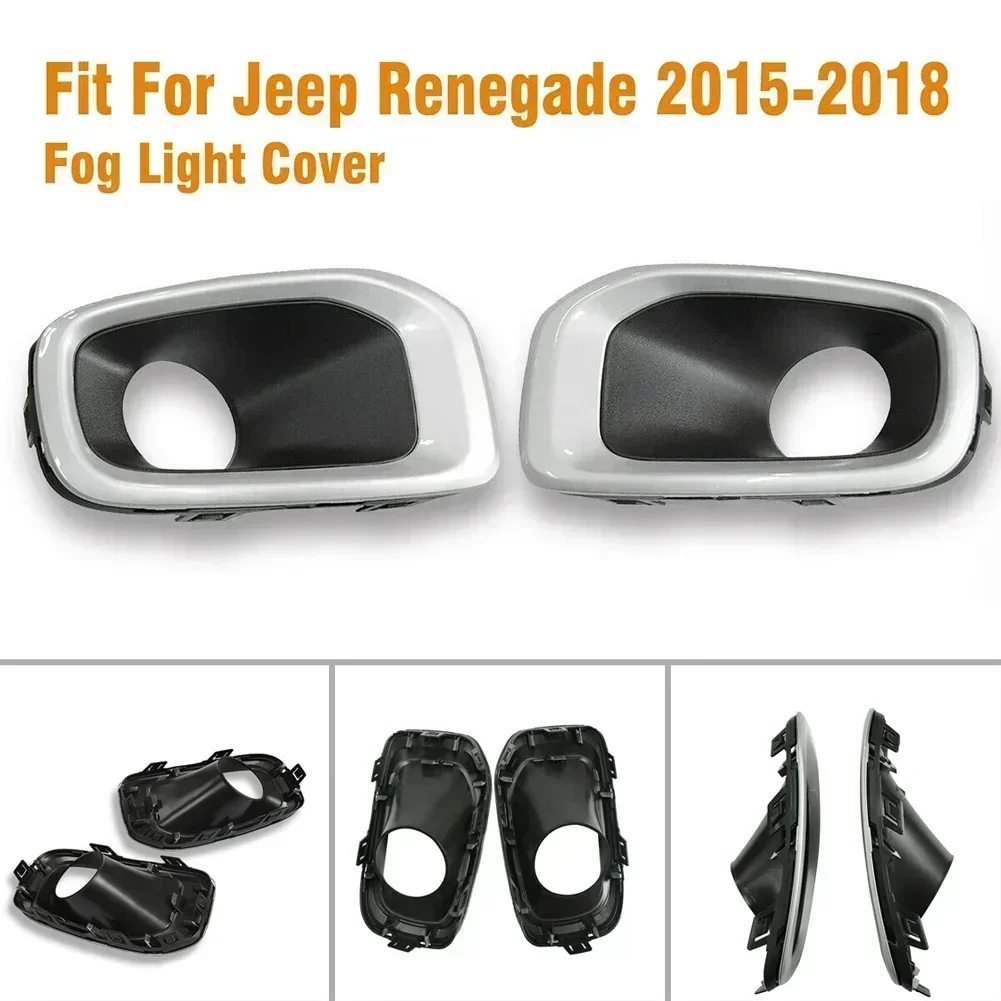 

For Jeep-Renegade 2015-2018 1Pair Fog Light Cover Bezel Bumper Lamp Front LH + RH Fender Bumper Light Car Light Accessories