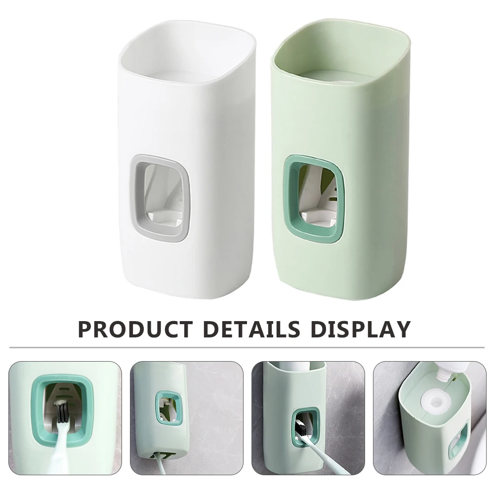 

2Pcs Toothpaste Dispenser Squeezer Wall Mounted Non Punching Space Saving PP Holder Elastic Opening