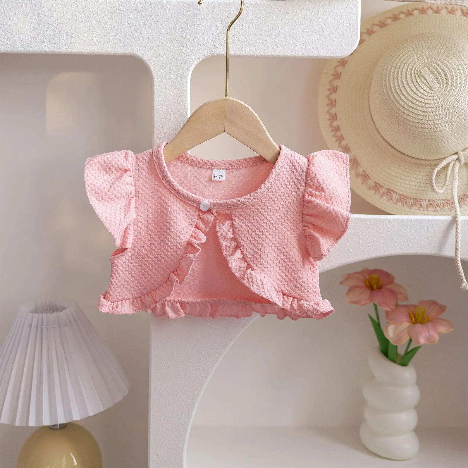 Little Girl Summer Bolero Cardigan Jacket Short Fly Sleeve Ruffled Coat Outerwear Baptism Wedding Birthday Party Toddler Clothes