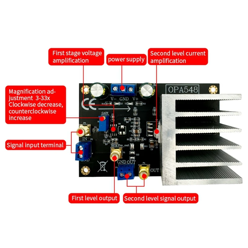 OPA548 Module Power Operational Amplifier Current Amplifier 3A Continuous Current Wide Output Voltage Swing Demo Board