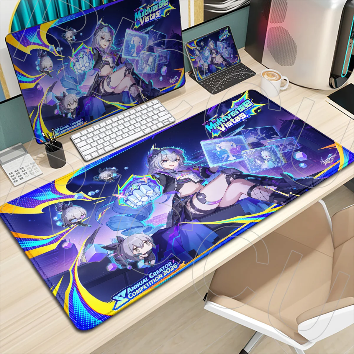 

HD print XXL Game Honkai Star Rail Silver Wolf LV 999 Mouse Pad Large Rug Desk Mat Keyboard Office Rubber PC Non-slip Mousepad