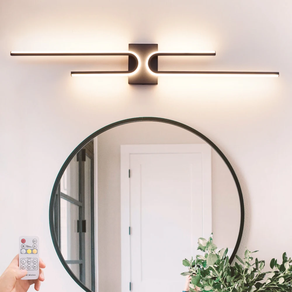 ضوء مرآة حمام LED على شكل حرف U، تغيير لون RGB قابل للتعتيم مع جهاز تحكم عن بعد، مؤقت، ضوء زينة حديث بسيط