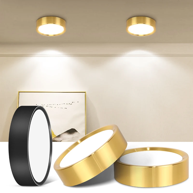 

Светильник для кухни, золотой светодиодный потолочный светильник, потолочный светильник для поверхностного монтажа, тонкий прожектор для гостиной, точечный светильник для спальни, плафон
