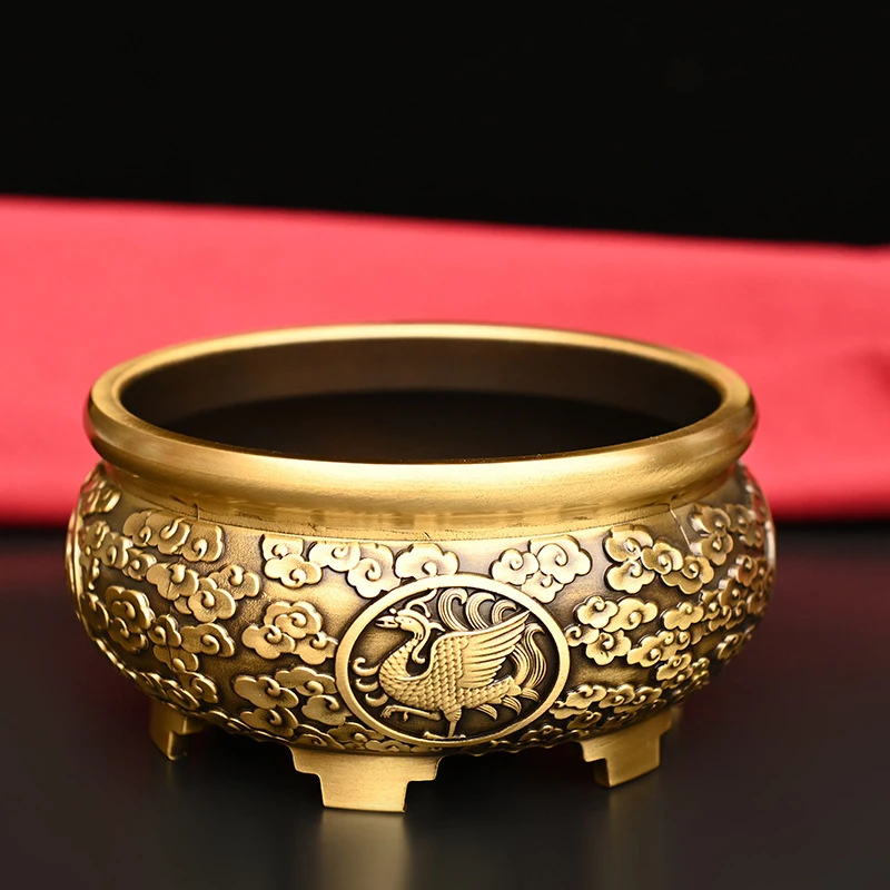 

incense burner, cauldron, brass vessel with the twelve zodiac signs, green dragon, white tiger, black stone, red pho