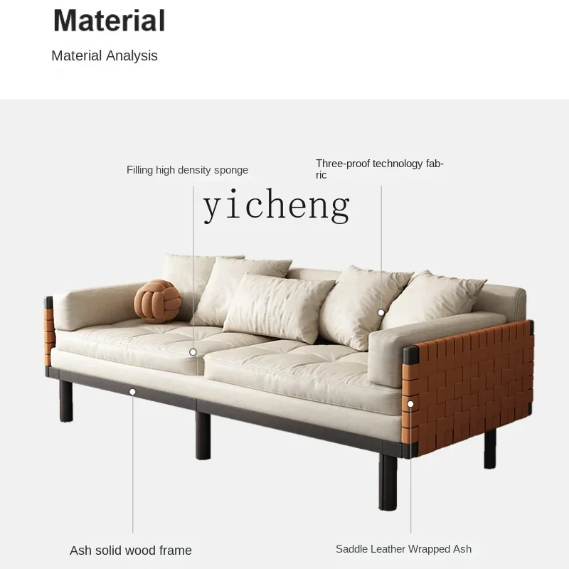 Retractable Folding Dual-Use Sofa Bed Modern Small Apartment Living Room Three-Seat Solid Wood Sofa Bed