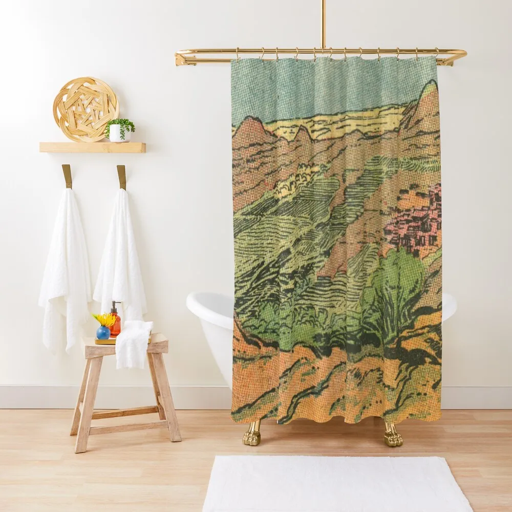 

Southwest Desert Vista - Vintage Comic Anime Shower Curtain For Bathroom Transparent Bathroom Shower Bathroom For Shower Curtain