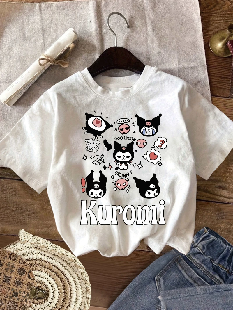 

Женская повседневная летняя футболка с круглым вырезом и короткими рукавами с мультяшным принтом Lomi, подходящая для весны, лета и осени