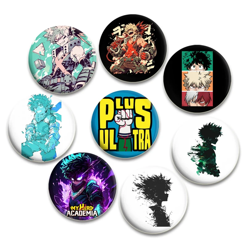 Anime Badge Midoriya Izuku Bakugou Katsuki Todoroki Shoto Ochaco Uraraka Cartoon Brooches Round Gifts Pins for Bag Accessorie