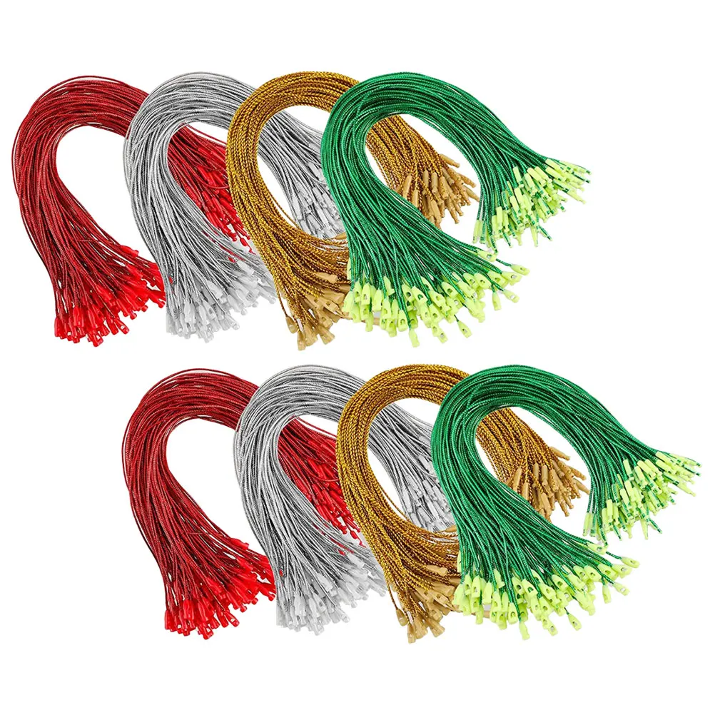 

400pcs Tag Rope Christmas Ornament Hangers Hanging Ties Xmas Ball Fastener Golden Silver Green Red Strings Polyester Durability