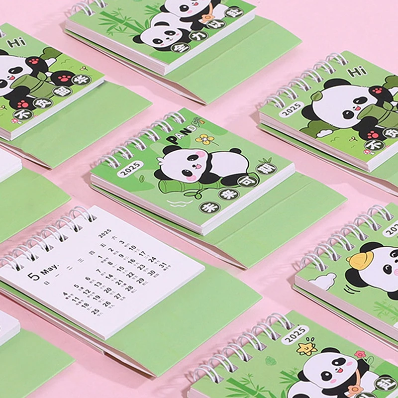 Cute Cartoon Panda Desk Calendar, Ornamento Animal, Calendário Desktop, Data Book, Gestão portátil, Horário, Presente do estudante, 1Pc, 2025