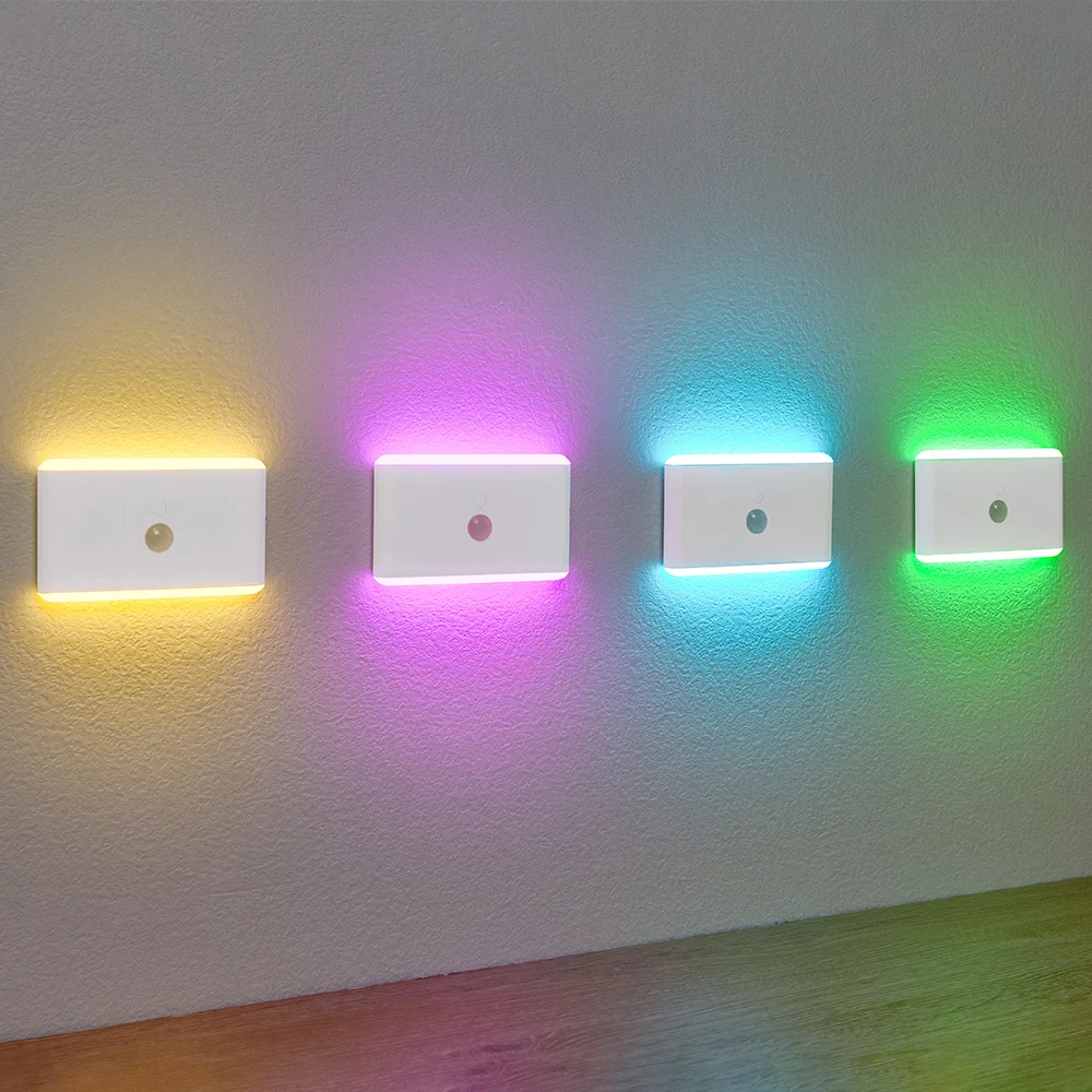 LED Night Light, USB Charging, Smart Motion Sensor, Color-Changing Ambient Lighting, Ideal for Living Room and Hallways