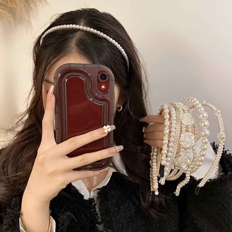 Fashion Full Pearl Hairbands Elegant Simple Flower Women Hair Hoop Bands Headband Bezel Girls Hair Accessories Headdress