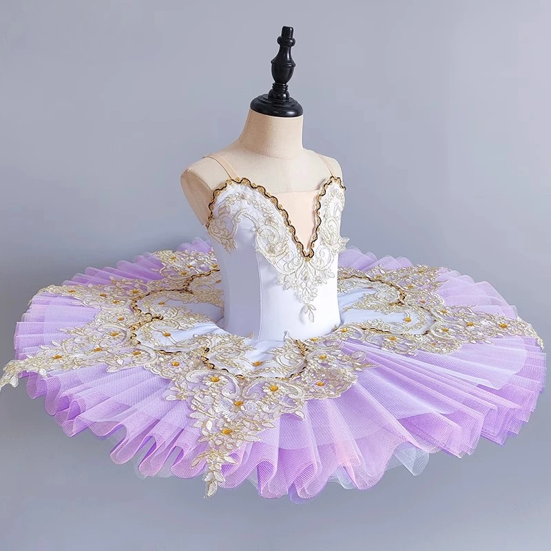 스카이 블루 프로페셔널 발레 튜튜 소녀 플래터 팬케이크 튜튜 발레리나 파티 드레스 성인 여성 어린이 발레 댄스 의상