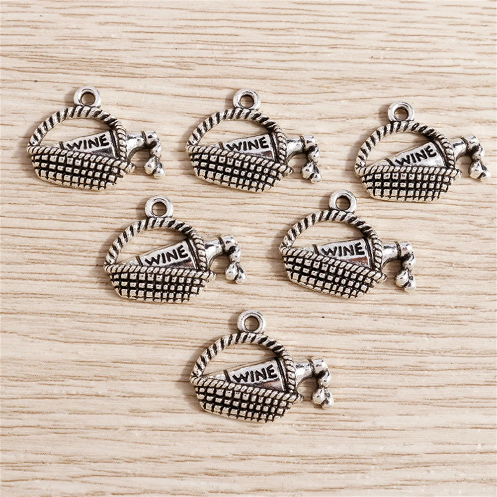 Tusember 20 Stück 19*15mm Metall-Legierung Rotwein-Anhänger DIY Halsketten Ohrringe Handgemachte Anhänger für Schmuckherstellung Zubehör – Detail 6