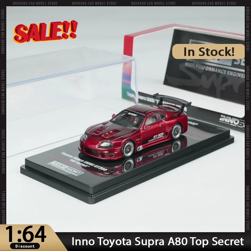 

New In Stock Inno 1:64 Toyota Supra A80 Top Secret GT300 Alloy Car Model Miniature Diecast Ornaments Custom Toys Kids Gift
