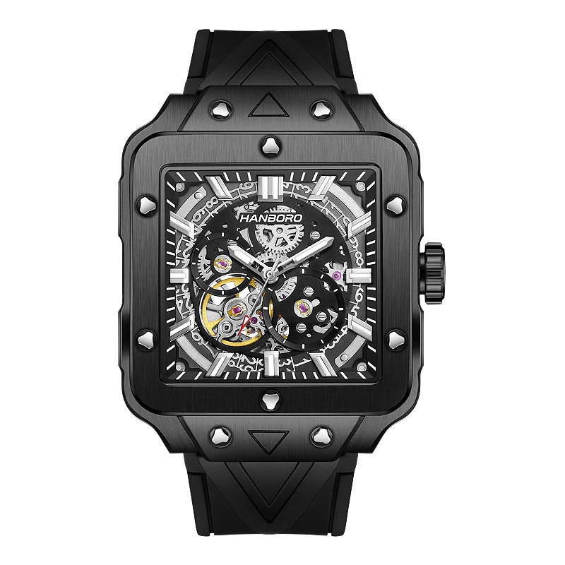 

HANBORO Hollow Design Fully Automatic Mechanical Men s Watch Trendy Waterproof Luminous Wristwatch for Men