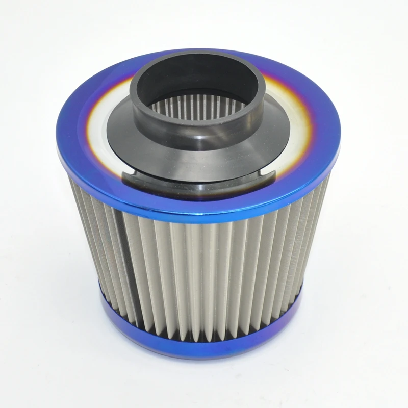 Burning blue Universal Air filter 76 มม. 65 มม. ประสิทธิภาพสูงสแตนเลสตาข่ายตัวกรองอากาศสําหรับอากาศเย็น