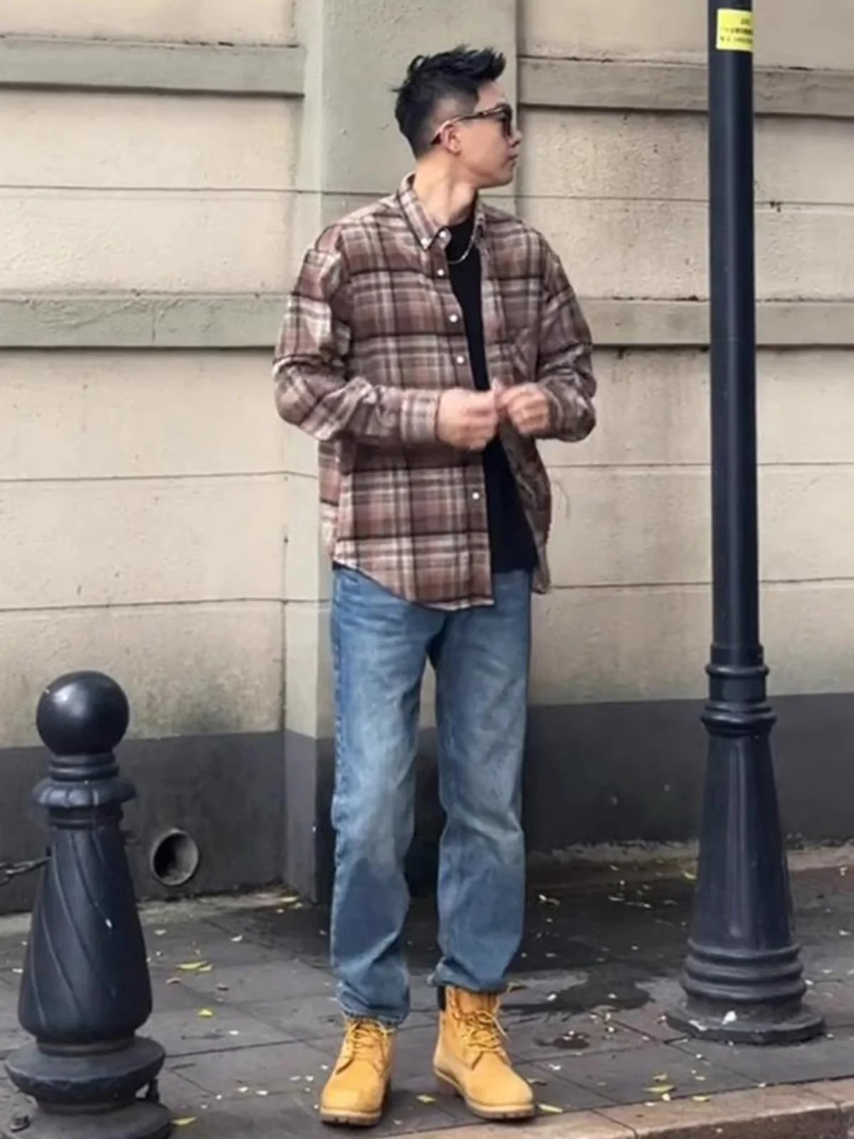 

Light Blue Men's Jeans High Waist Slimming Micro Flared Knife Workwear Pants Straight Leg Fit Jeans for Teenagers