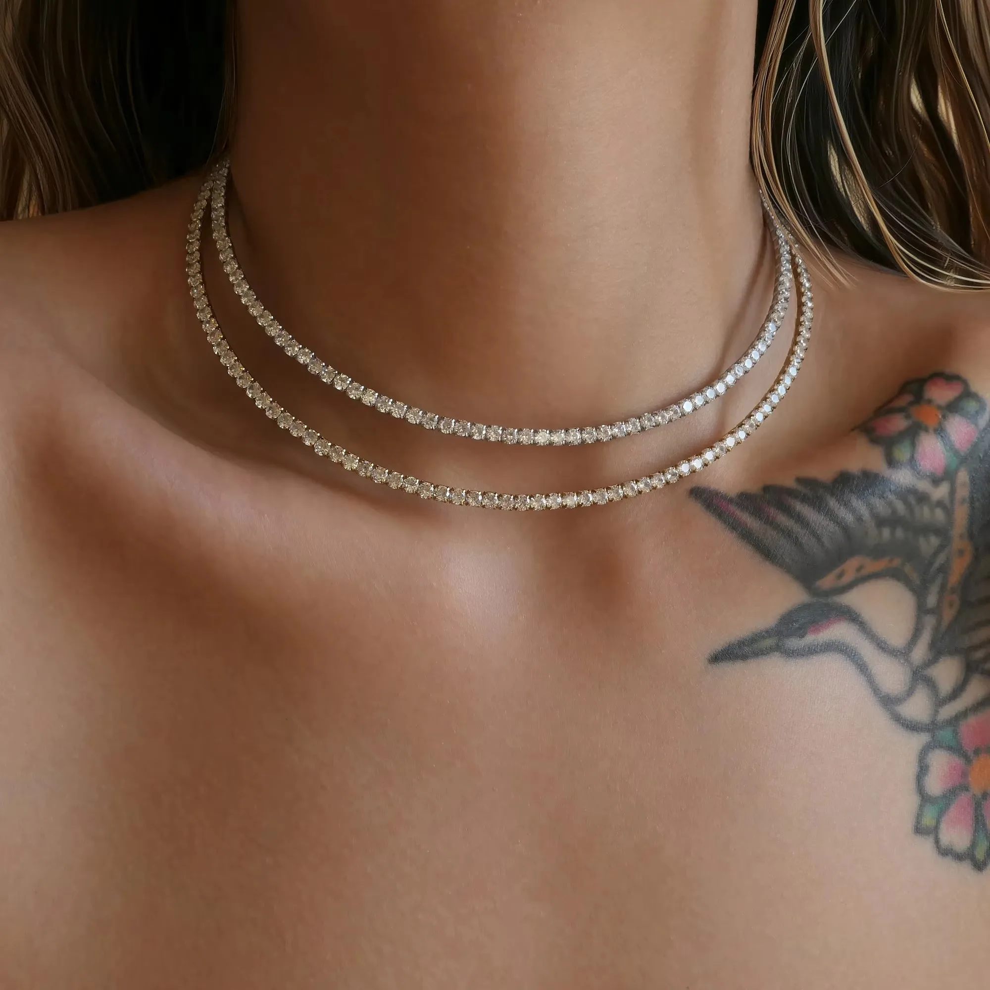 

Boho Full Iced Out Цирконовое колье-цепочка-колье для женщин 18-каратное позолоченное ожерелье из нержавеющей стали без тускнения Роскошные ювелирные изделия для вечеринок