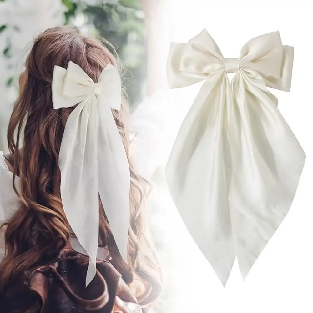 Solid Color Ribbon Double Bowknot Hair Clips Bow Ribbon Spring Clip Fashion Fabric Hair Bow For Women Girls Hair Accessorie H3R0