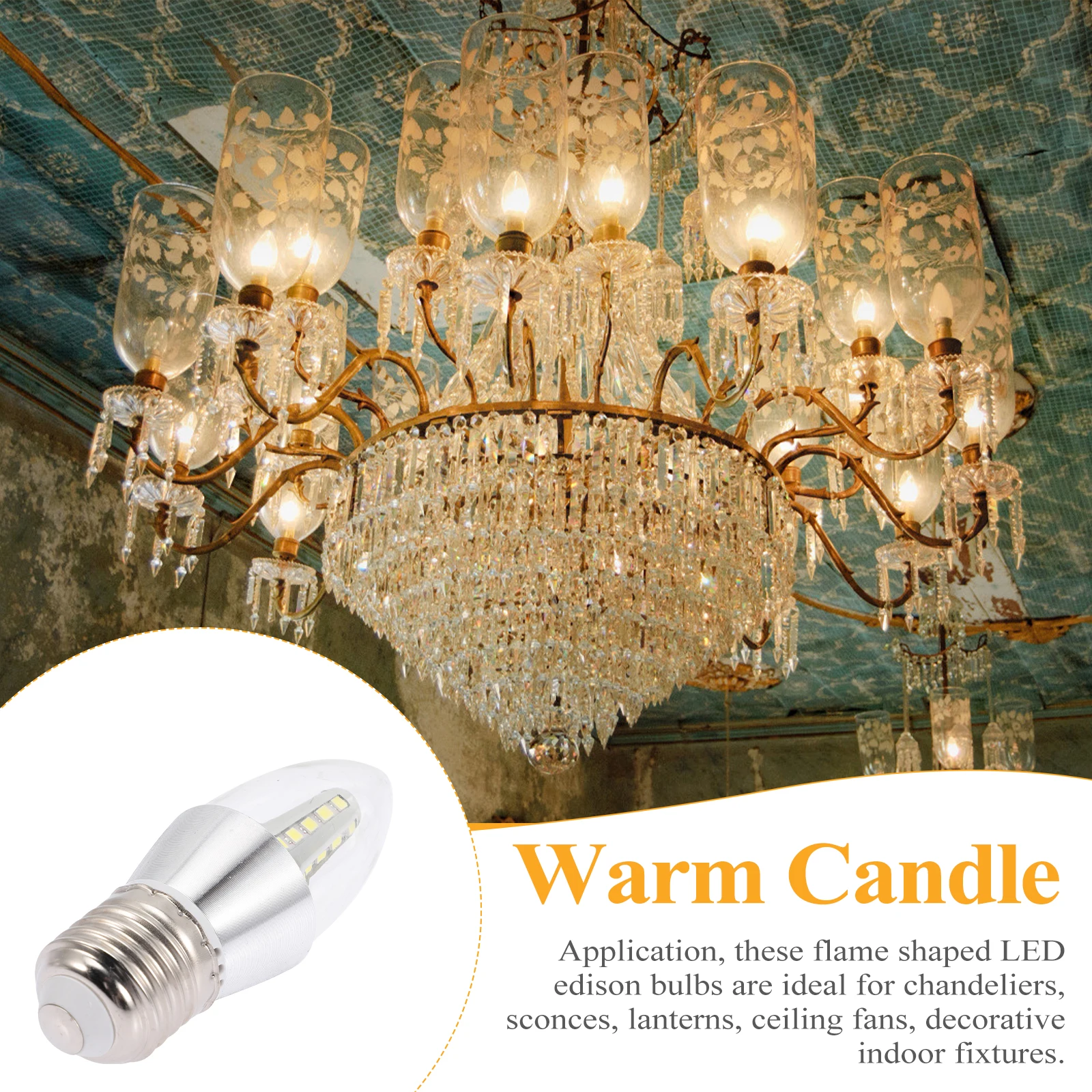 

2Pcs 5W LED Bulbs E27 Socket 6500K Energy Saving Light Bulb Transparent Lamp Chandelier Replacement Low Power for Ceiling