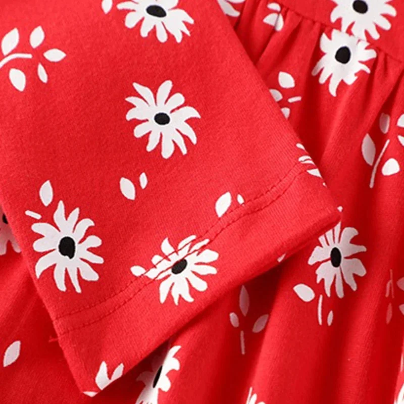 Kids Girls Spring Summer Daisy Floral Long Sleeve Princess Dress For Children Fashion Casual Wear Printing New Years Costume