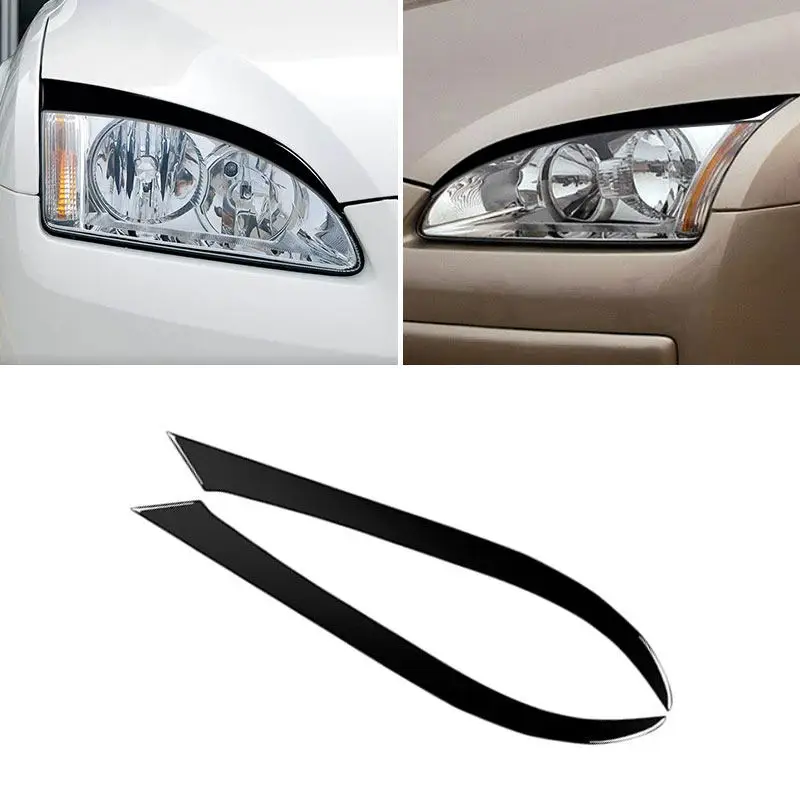 

2 шт. для Ford Focus 2005 2006 2007 2008 Автомобильная передняя фара, отделка бровей, фортепиано, черная декоративная крышка для фар, мягкий пластик из ПВХ