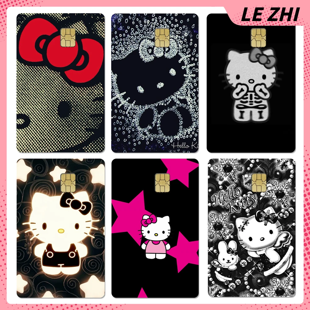 Autocollants de dessin animé Kawaii Girly Coussins, Hello Kitty Anime, autocollants de carte de crédit, décoration de couverture de peau imperméable en PVC, Y2K Sanurgente