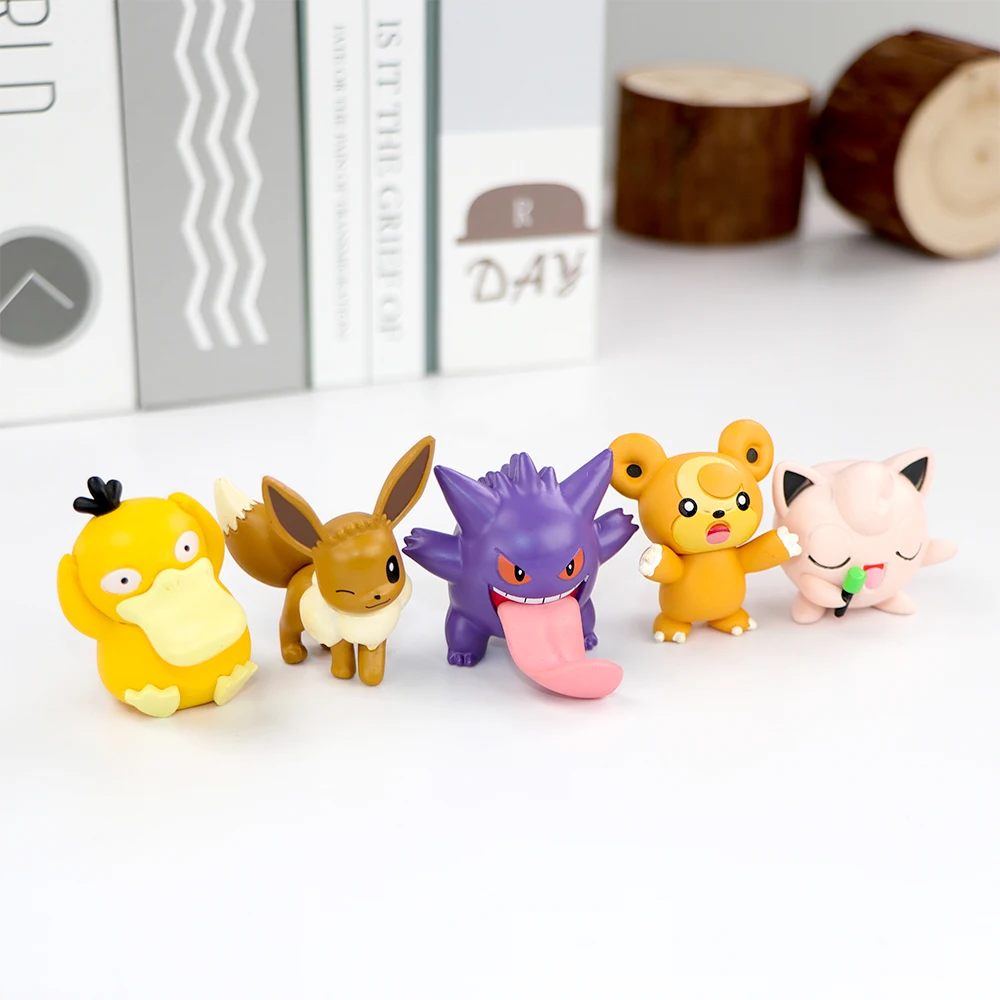5pcs/Sets Pokemon Maushold Tatsugiri Figures Toys Sleeping Eevee Gengar Lucario Piplup Action Figuries Model PVC Dolls view 6