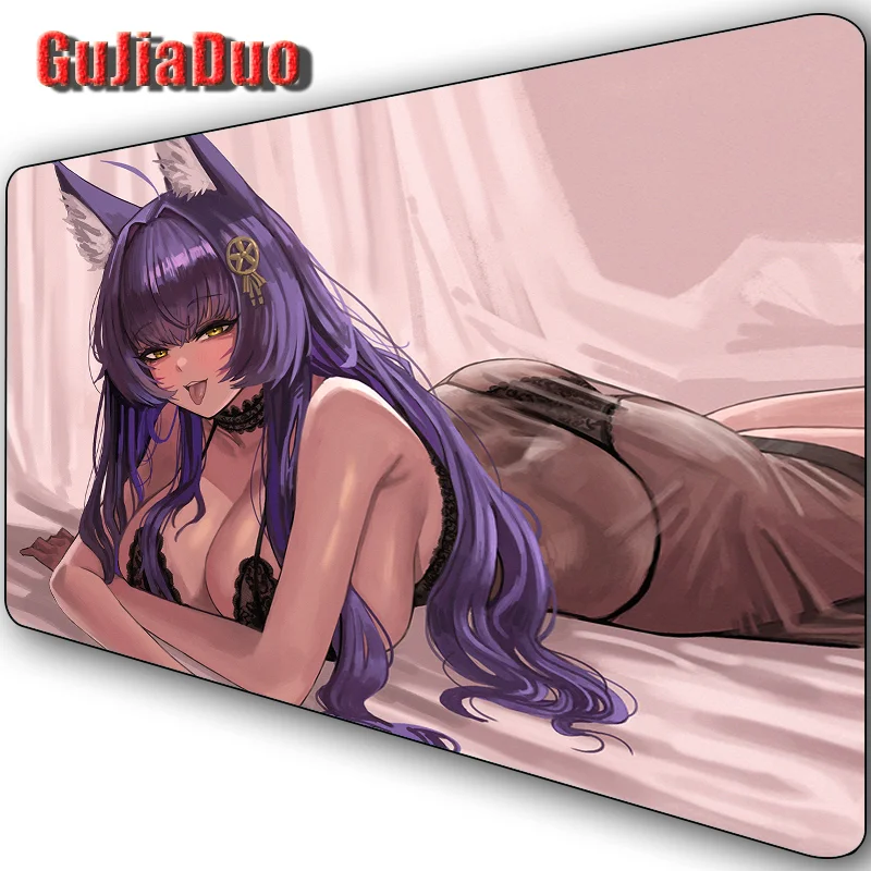 Musashi Sexy Anime Fox alas Mouse Laptop alas bermain XL tahan air Aksesori Gaming antiselip bantalan Pc Mousepad komik Kawaii