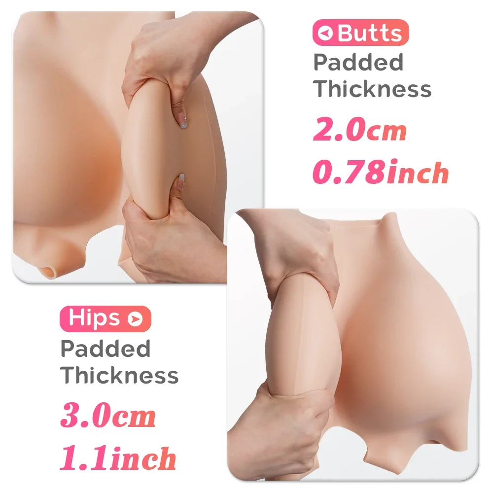 Silicone Realistic Big Hips Padded 3cm and 2cm Butts Paddding Soft Female High Waist Shapewear for Women Buttocks Enhancing