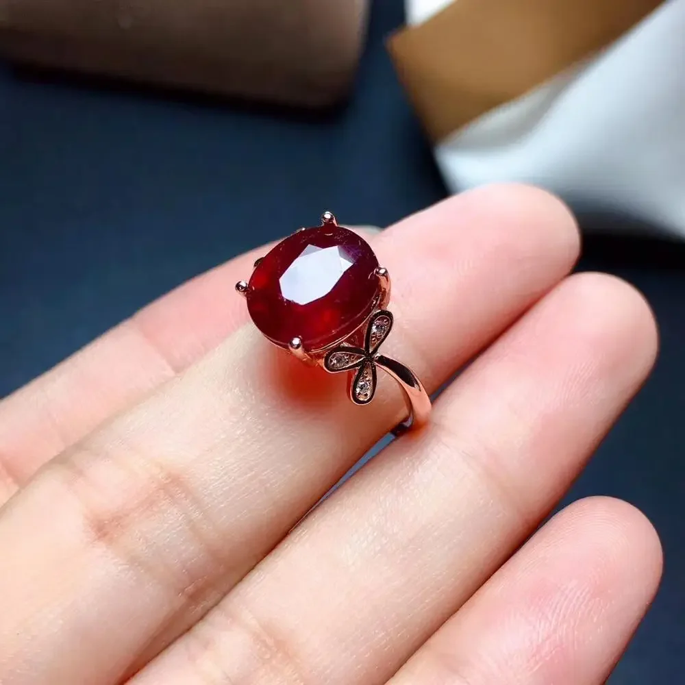 Fashion Ruby Gemstone Ring for Women Silver Fine Jewelry Certified Natural Gem Good Color Party Birthstone Good Luck Gift