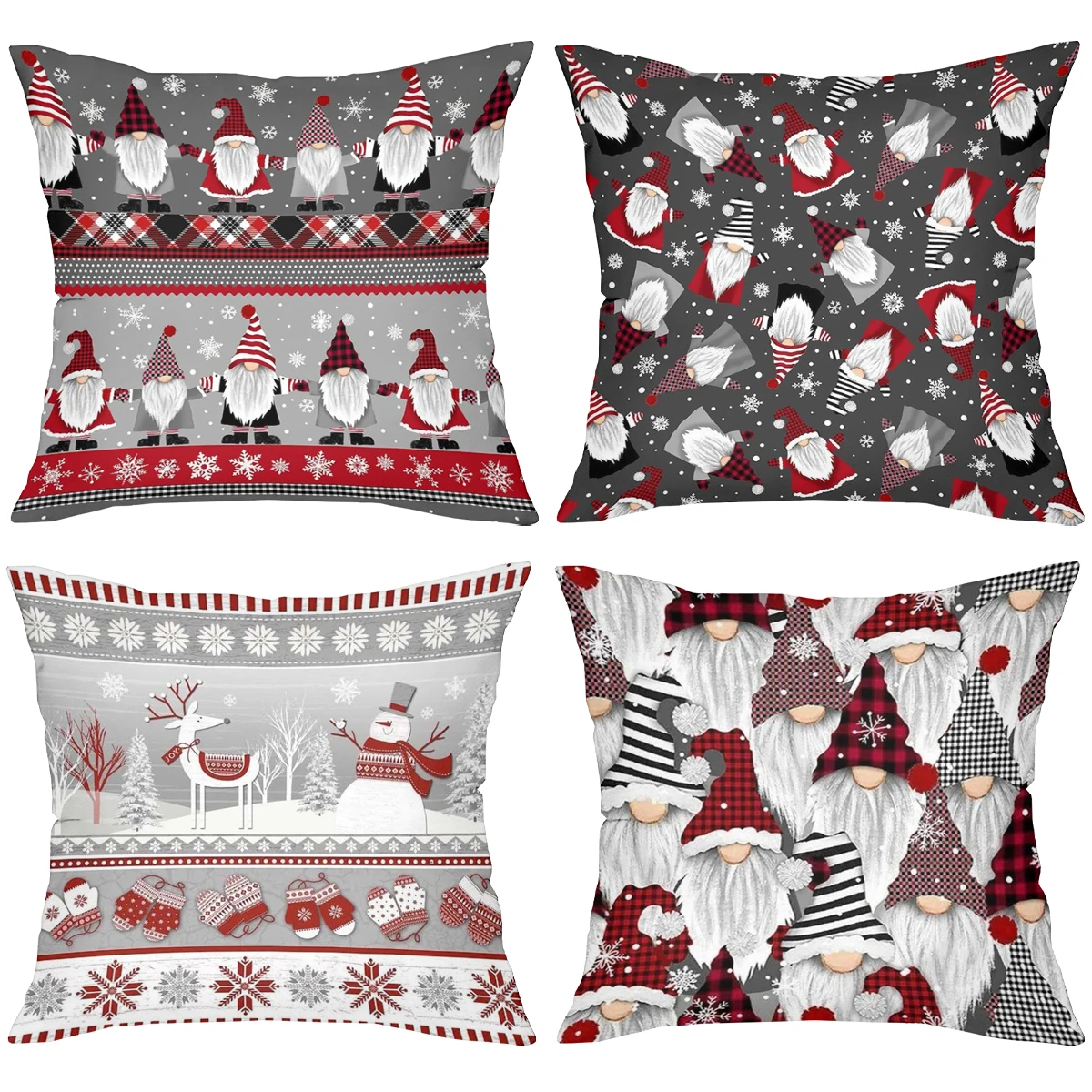 Pillow Cases Covers Pillow Cases Embroidered 2D flat printing Christmas Gnomes Patterned Decorative Cushion Covers Polyester