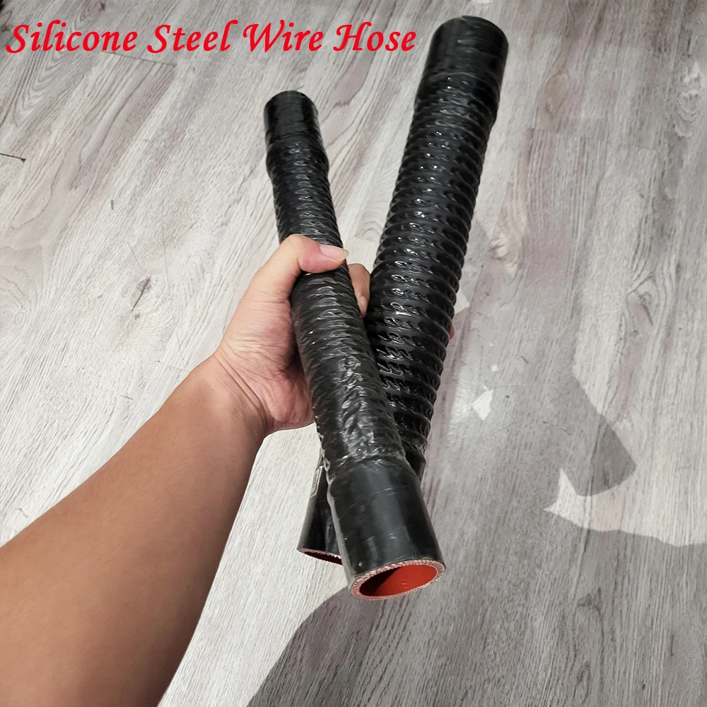 ID38/40/45/50/60mm L40-70cm Silicone Flexible Steel Wire Corrugated Hose Air Intake Pipe Radiator Tube High Pressure Temperature