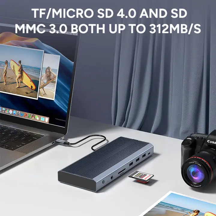 13 в 1 Fast Charge Type C PD 100 Вт DP 4K 60 Гц RJ45 1000M TF SD 3.0 Audio 3,5 мм USB a 3.2 HUB 4K Док-станция Displaylink