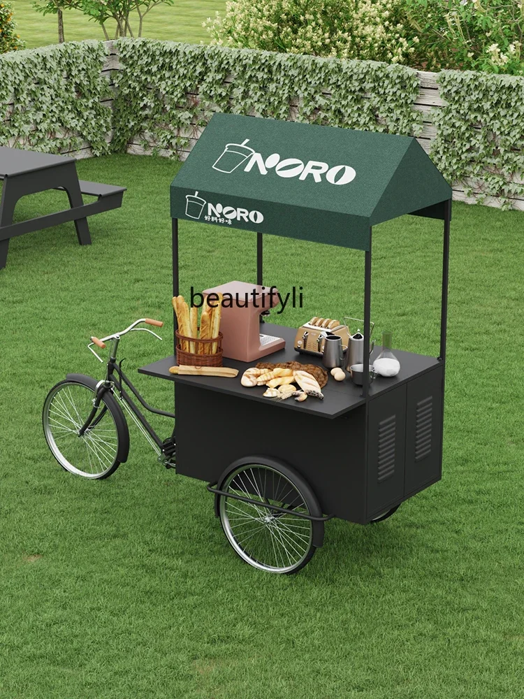 HH night market stall dining car drink three-wheeled wrought iron flower car food snack car