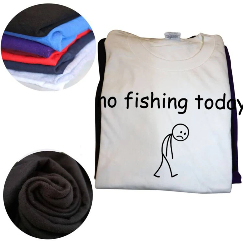 Lustige „No Fishing Today“-Grafik-T-Shirts für Herren und Damen, modisches, lässiges T-Shirt aus 100 % Baumwolle, lockeres, übergroßes T-Shirt für den Sommer – Detail 3