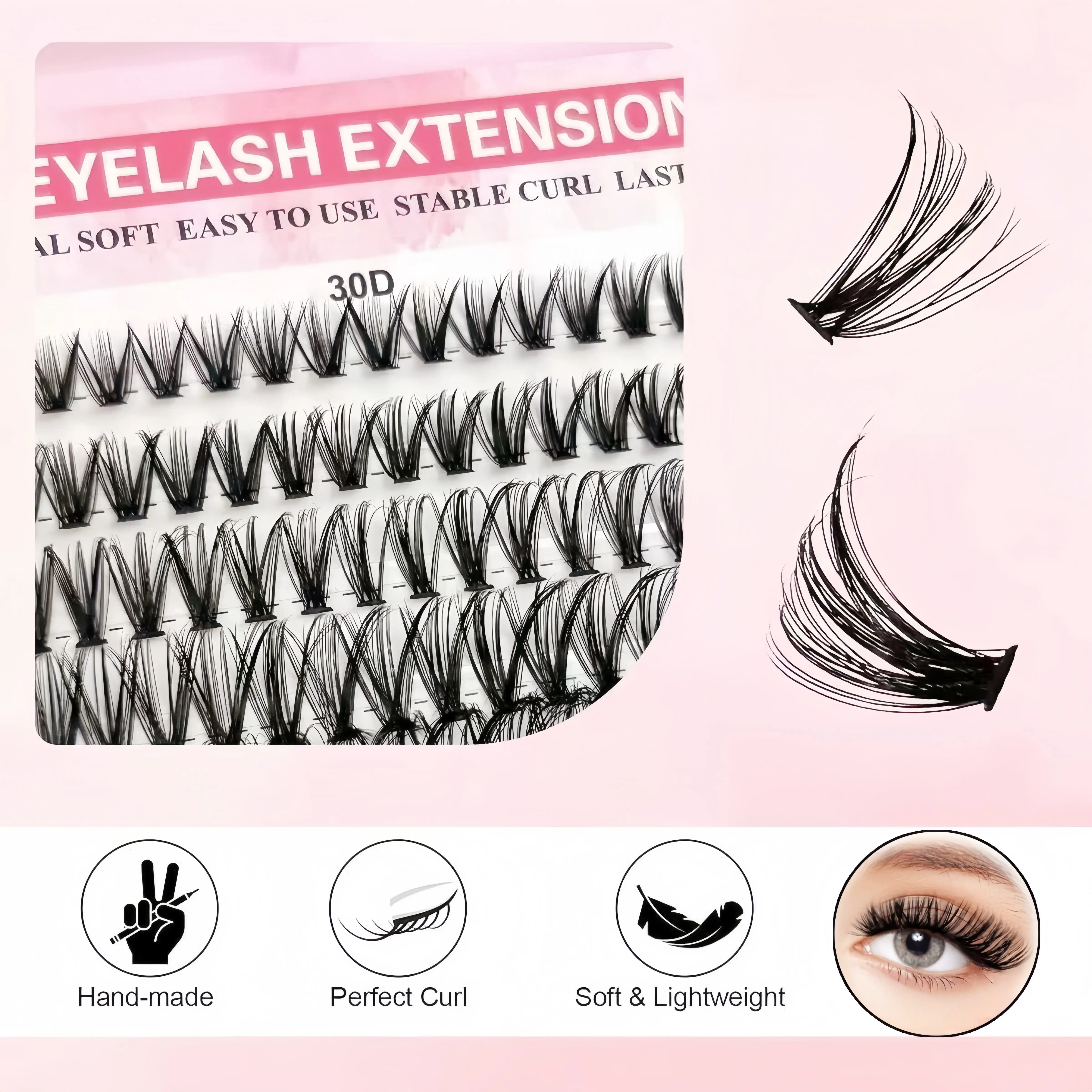 Neue 30-reihige Einzel-Wimpernverpackung, mit großer Kapazität, 8-16 mm gemischte Längen, Cluster-Wimpern, geeignet für Anfänger. – Detail 6