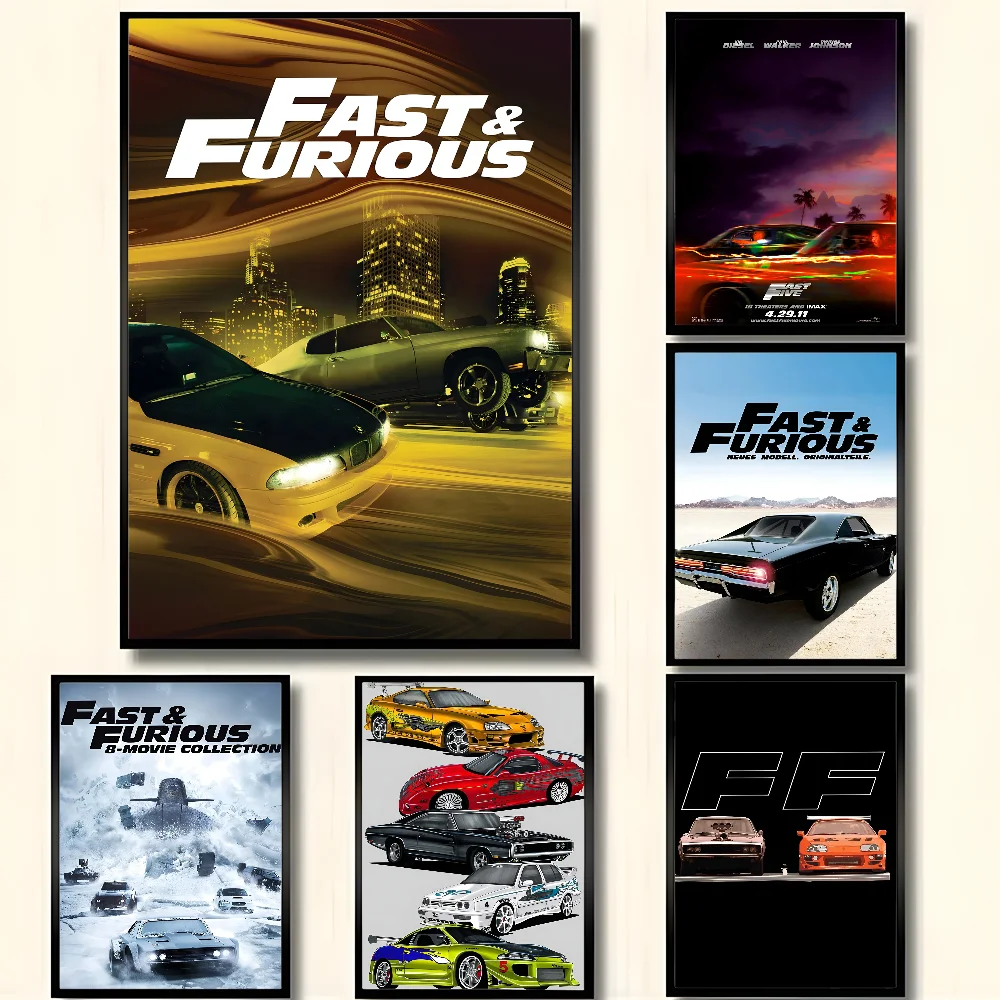 F-Fast And F-Furious 2 Classic Vintage Poster HD Art Sticky Wall Waterproof Home Living Room Bedroom Bar Aesthetic Decoration